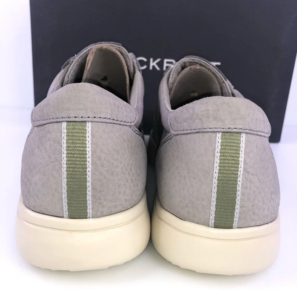 Rockport Mens Jarvis Ubal Fashion Sneakers Gray Leather Lace Up Casual Sneakers
